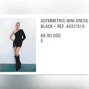 NWT Zara Asymmetric Mini Dress Black
